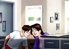 Debbie exposes her large breasts - summer time saga gameplay