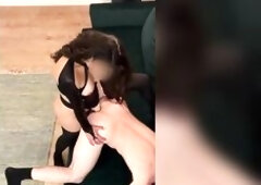 Ebony Bodysuit Pegging This babe Screws His Throat & Butt