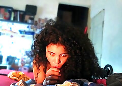 Pretty Latina with big round ass fucks herself with dildo
