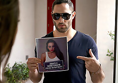 Hot brunette Abigail Mac pleasures bearded dude in the kitchen