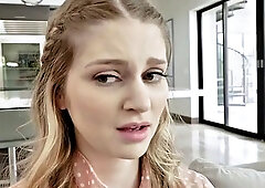 Busty Blonde Teen Slurps Massive Cock in Hardcore BDSM