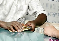 Wicked trans bitch Maira Dimov gets her booty railed hard by 2 fortunate studs