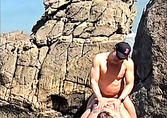 GUYS HAVING HOOKUP ON THE BEACH ROCKS