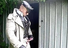 Smoking Porn Star In Uniform Outdoor Wanking