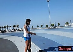 Skateboarding fail of big ass Thai MILF who was better at sex