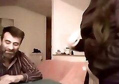 Italian tranny fucks a man in the kitchen