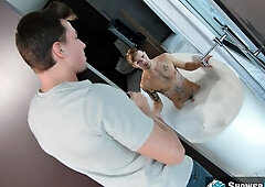 Beautiful bathroom fucking with Casey Everett and Jack Hunter