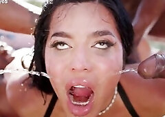 This Venezuelan wench loves to eat ebony knobs and put 'em in her twat and booty at the same time