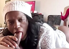 Holly TS Giving Uncut Jock Blow Job