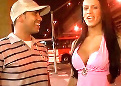 Sexy brunette shemale and horny guy have a fuck session