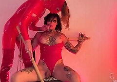 Clothed in skintight red latex, I take total control of my trans gal tractable. Her melons taut in her latex and dong expecting for my hand. Her body 