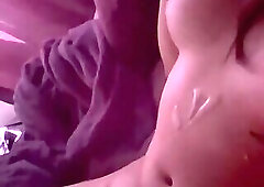 Karoline cums a thick load all over herself