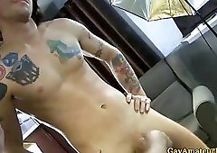 Straight dudes thick cock stimulated