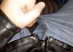 Leather jacket twink Rusty Sunnybrook having a dark wank session