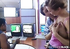 Interracial blast from the past! Retro time as cute blond Natalie fills her vagina & anal opening with a hung white man & a large ebony rod in