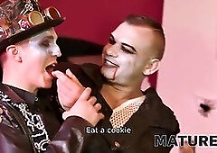 Watch how naughty mature babe takes advantage of erik Climber in a wild Halloween party