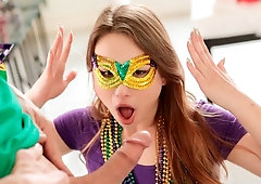 Sierra Nicole happily takes it on all fours to celebrate Mardi Gras