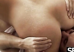 Energetic angel orgasms hard with her dude's penis in her snatch