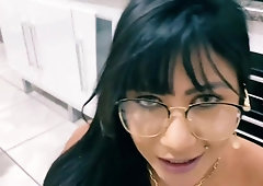 Amanda Souza in glasses POV blowjob hardcore