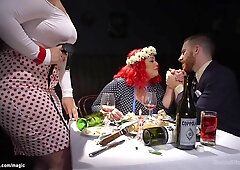 Fat femdoms pegging submissive man