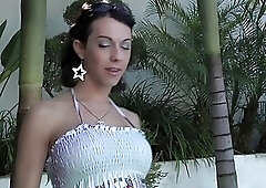 Danika Dreamz changes clothes and strokes her shemale dick solo