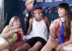 Interracial pool group sex