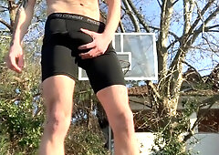 Public masturbate an jizm