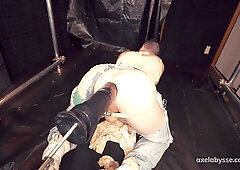 Sloppy pig wrecks his fuckhole tucked by poke machine