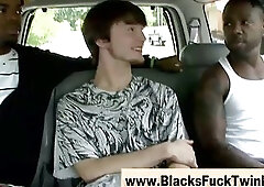Twink gets naughty with black cocks during threesome