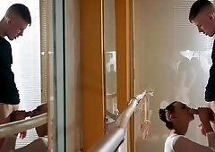 Ballet teacher makes love with lovely disciple before practice