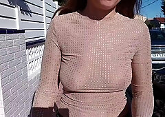 HottPussyTits Braless Tit Flash