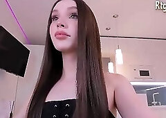 skinny trans cutie strokes her small girycock on webcam