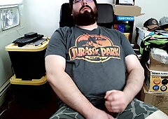 Nerdy Cub Still In His Lingerie Takes Care Of His Morning Manstick