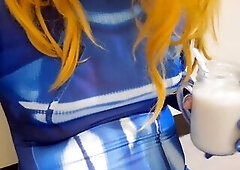 Large butt femboy wearing different cosplays banging herself anally and getting anal gaped. Redhead Trans Cutie in Asuka Cosplay anal screwed with inf