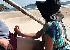 mother I'd like to fuck sucks and supplicates for anal invasion on a public beach