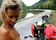 Blonde French Babe Gives Outdoor Blowjob by the Canal