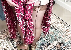 Your Vintage Girdle Queen Aunty Sandra stripping down to her classic vintage Rago girdle and fully fashioned nylons