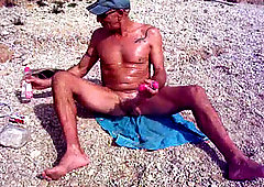 Public beach joy with my toys