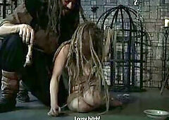 A wild stripped witch-brute is given a moist bone to gnaw on previous to that babe's hoisted up to be teased and oozes from each aperture (previe