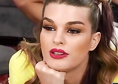 Small tits heshe Asia Belle gives footjob and is barebacked