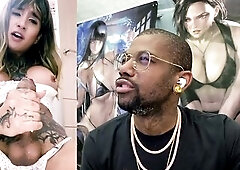 Nice-looking Tattooed Transgender Hotty Jerking Off Her Hard Cutie Shlong And Cumming For Us