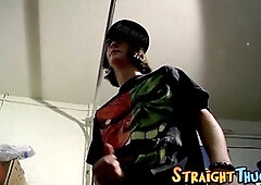 bony straight twinks jack off together and jizz on food