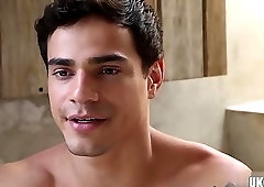 Big dick gay threesome and cumshot