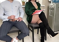 Pulled Out a Dick in Front of Beautiful Stranger in High Boots and Pantyhose