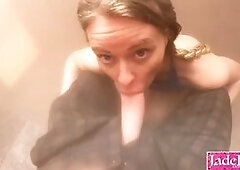 Amateur couple fucking in swimming pool toilet