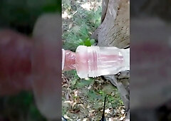 Engorged jizz-shotgun masturbating outdoors
