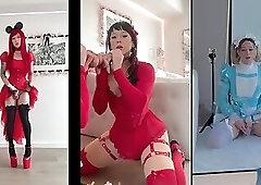 Amy - Sissy Splitscreen Chastity Masturbation Compilation 1