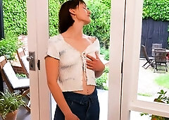Hot Small Tit Brunette Loves To Jerk Off Big Cock