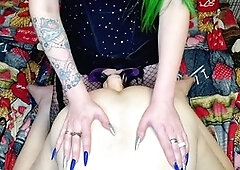 Amateur pegging, belt cock, beautiful nails