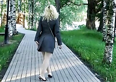 Jacket on in nature's garb body - In town out of pants